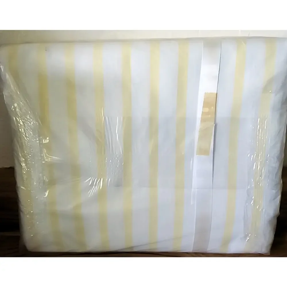 NOS Vintage Springmaid Candycale Combed Percale Flat Sheet 81x108 Yellow White